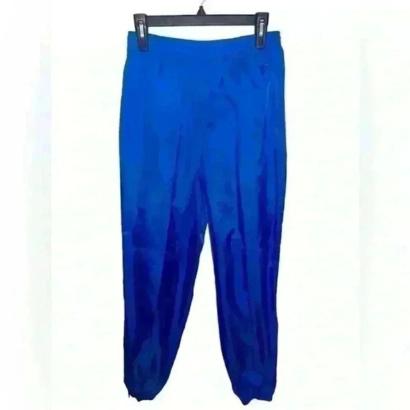Nike Blue Sweatpants Size Large 100% Nylon Embroidered Logo Side Zip - Picture 1 of 6